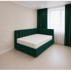 Pat pe colț pentru copii Line verde smarald 90×200 cm A-4